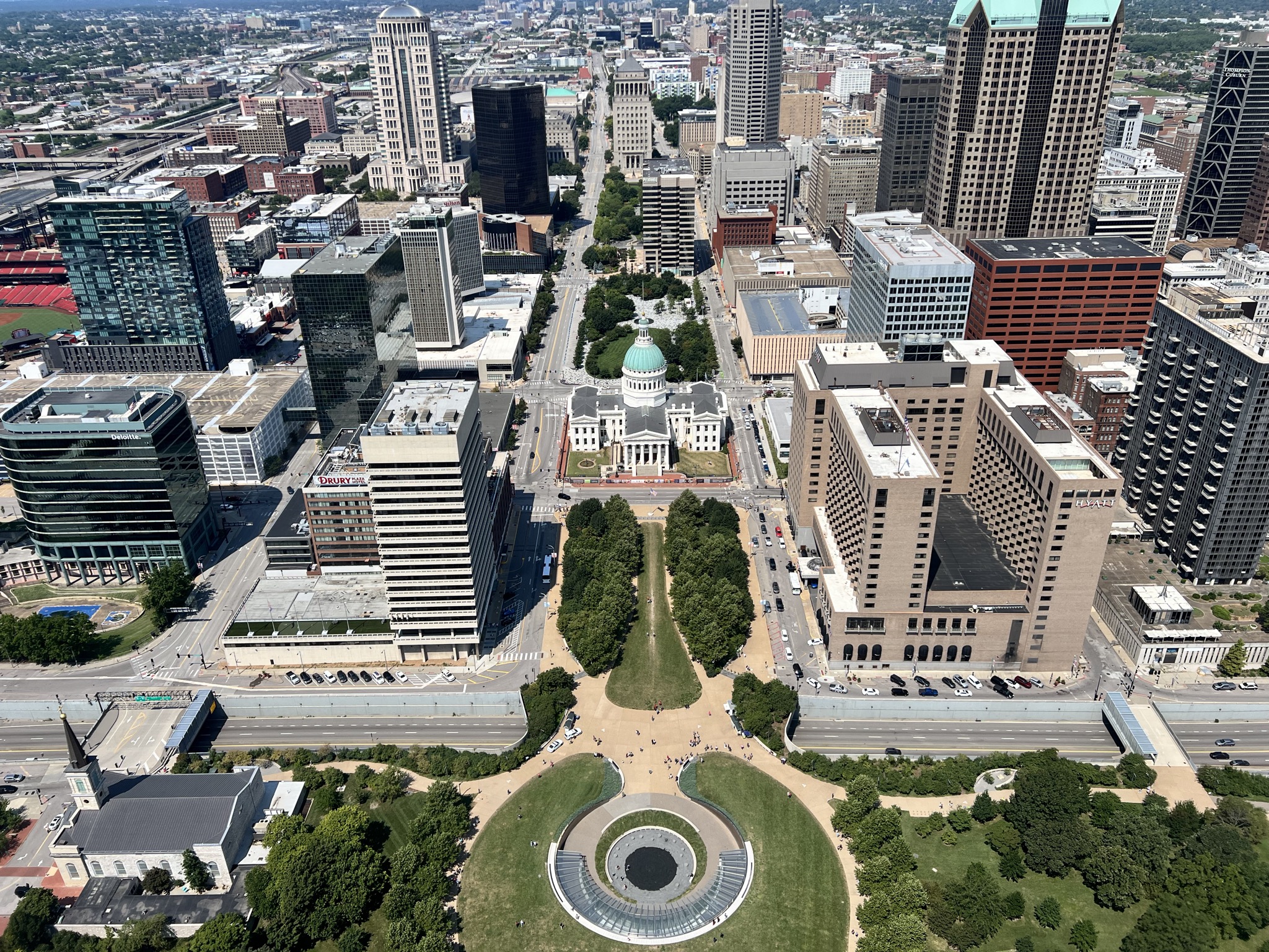 View of the downtown from the arch