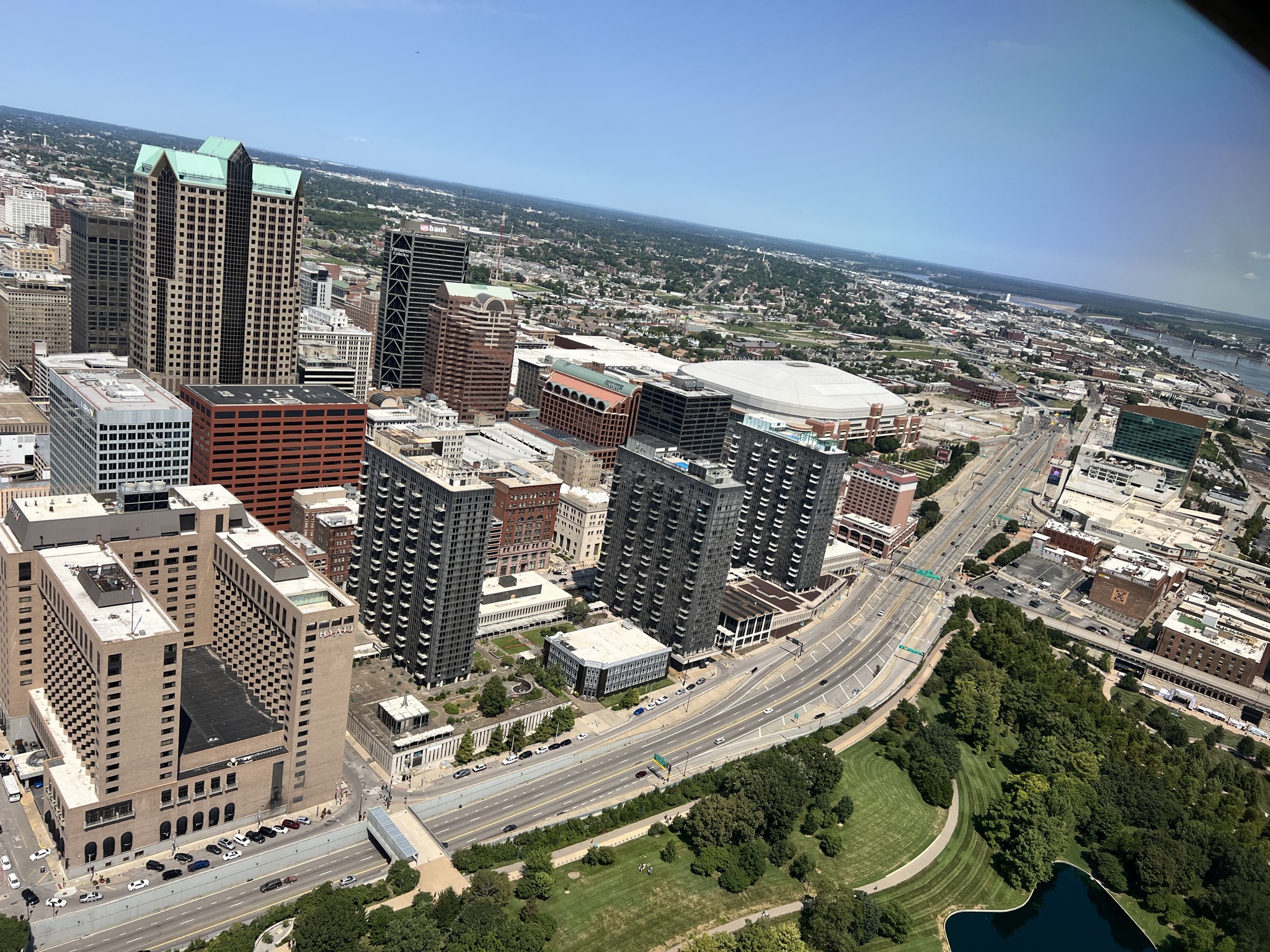View of the downtown from the arch