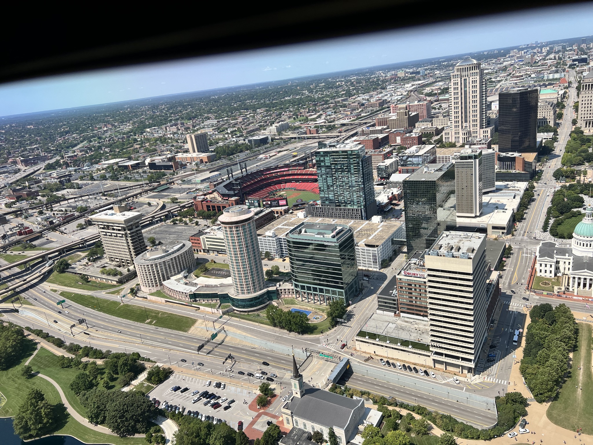 View of the downtown from the arch